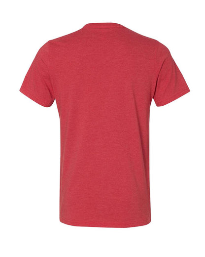 BELLA + CANVAS 3005CVC Unisex Heather CVC V-Neck Tee - Heather Red - Back View