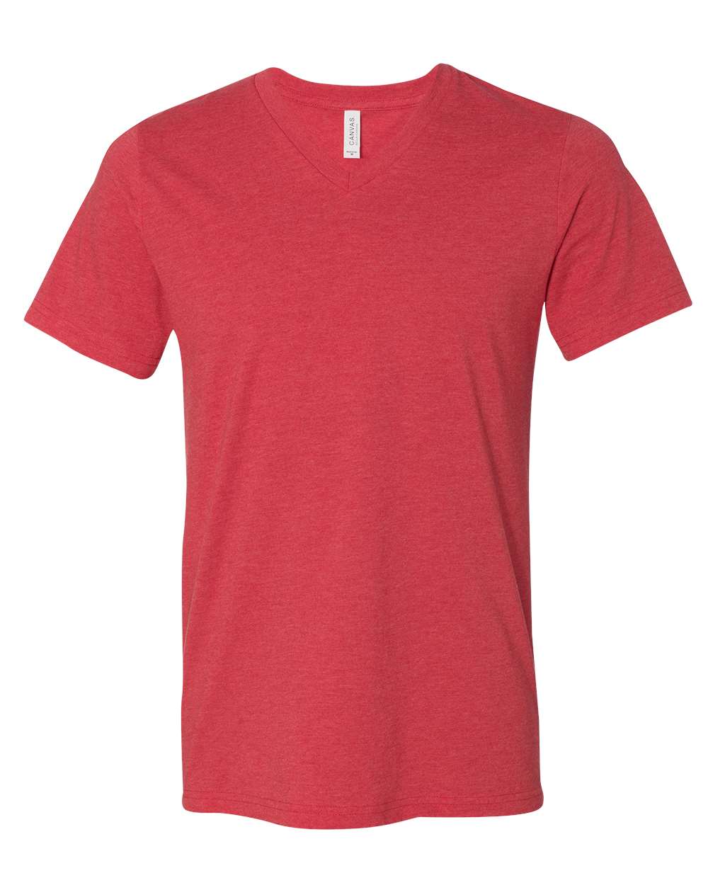 BELLA + CANVAS 3005CVC Unisex Heather CVC V-Neck Tee - Heather Red - Front View