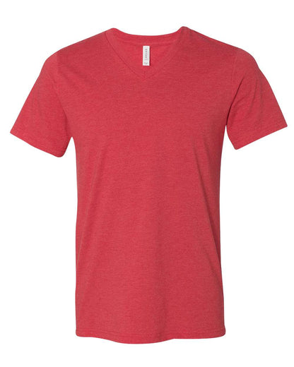 BELLA + CANVAS 3005CVC Unisex Heather CVC V-Neck Tee - Heather Red - Front View