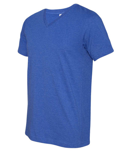 BELLA + CANVAS 3005CVC Unisex Heather CVC V-Neck Tee - Heather True Royal - Direct Side