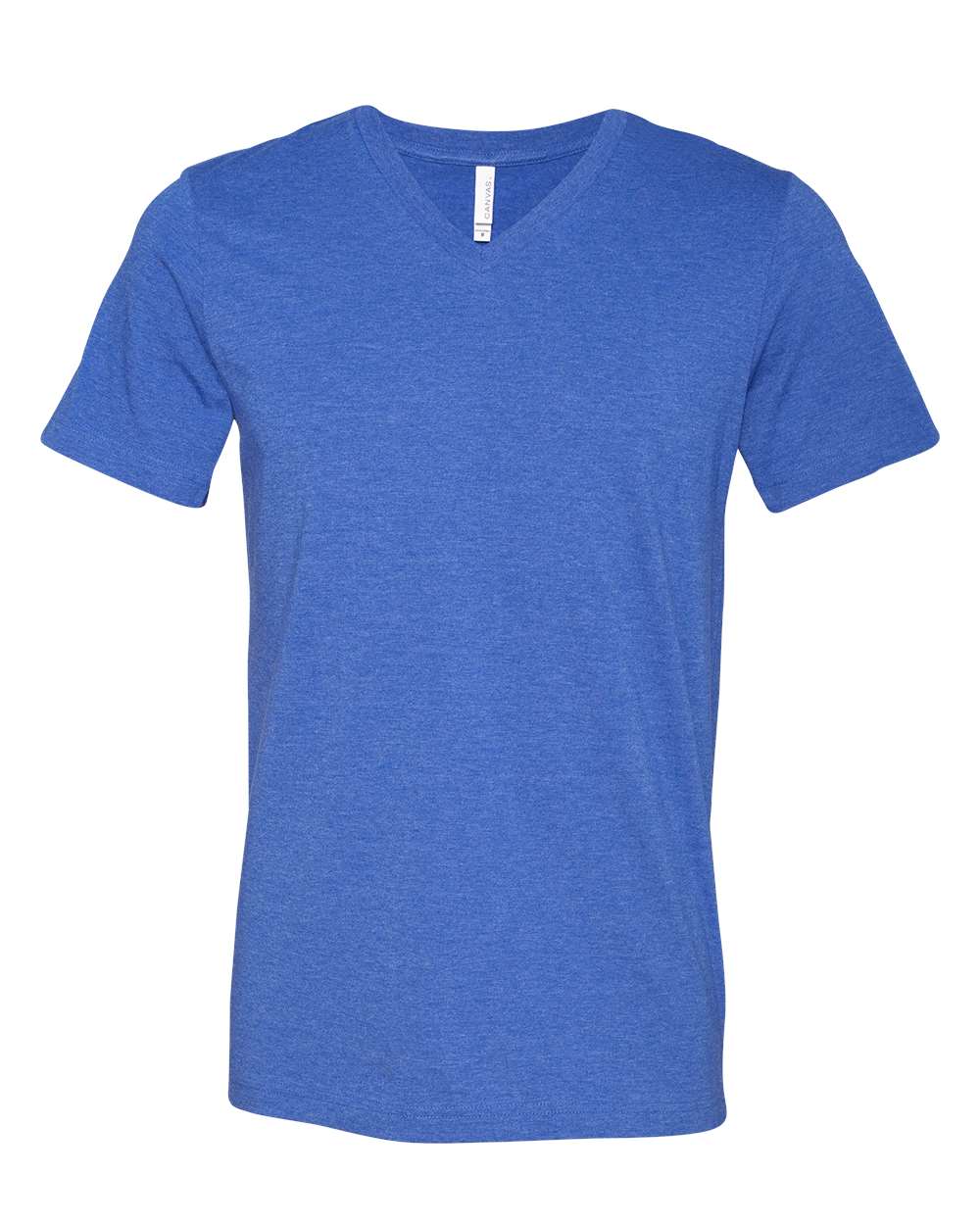 BELLA + CANVAS 3005CVC Unisex Heather CVC V-Neck Tee - Heather True Royal - Front View