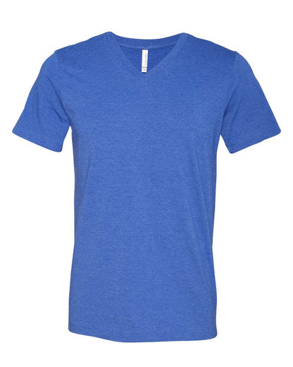 BELLA + CANVAS 3005CVC Unisex Heather CVC V-Neck Tee - Heather True Royal - Front View