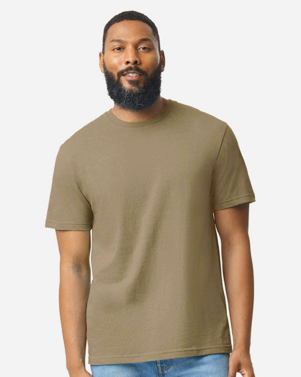 Gildan 64000CVC Unisex Softstyle® CVC T-Shirt - Dune Mist - On Model Front