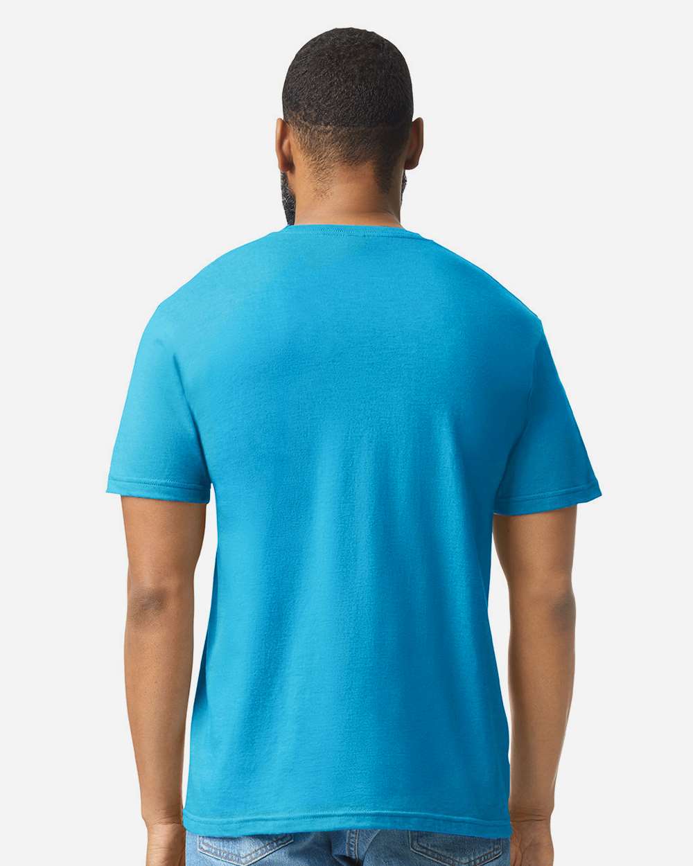 Gildan 64000CVC Unisex Softstyle® CVC T-Shirt - Caribbean Mist - On Model Back