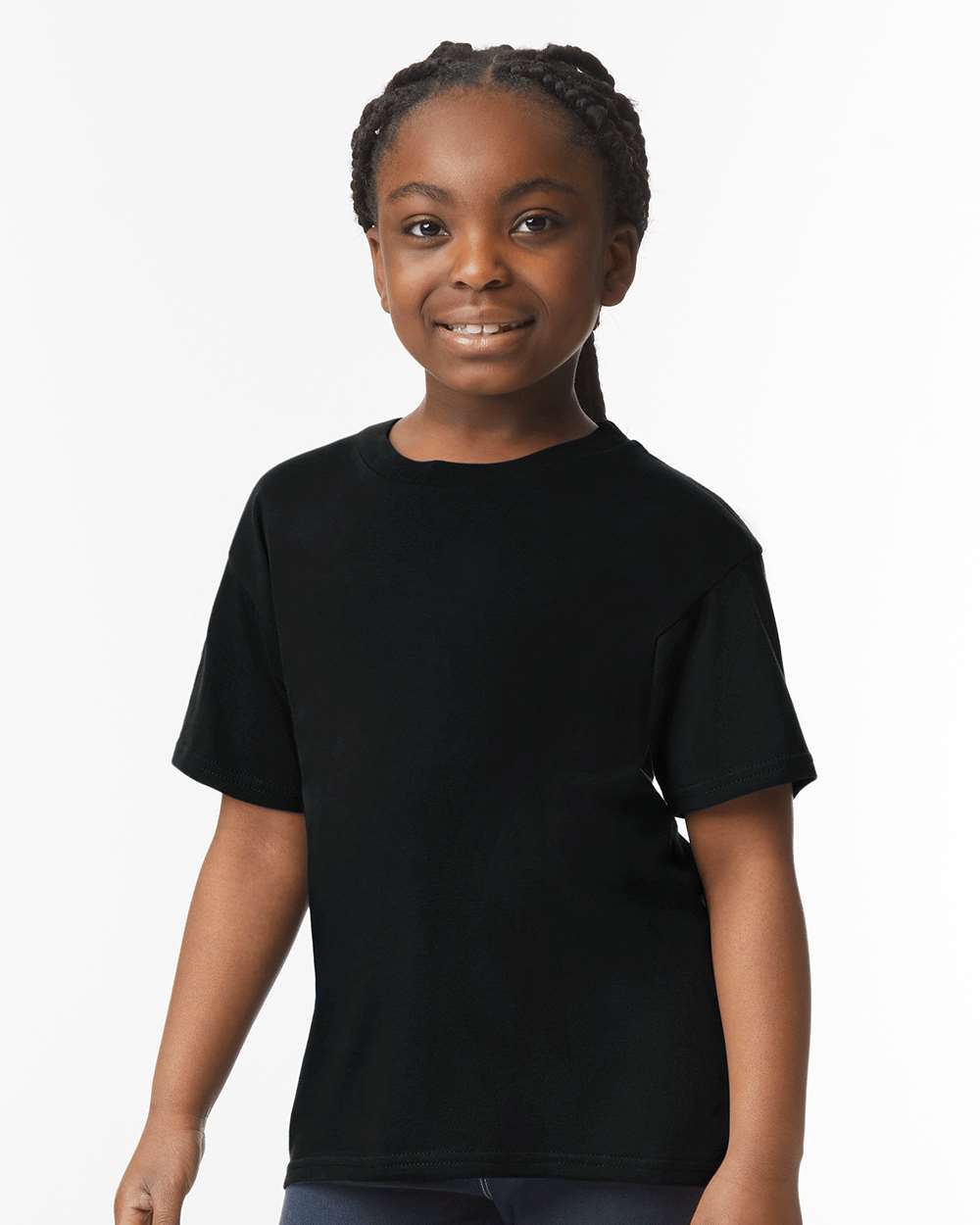 Gildan 64000B Youth Softstyle® T-Shirt - Black - On Model Front