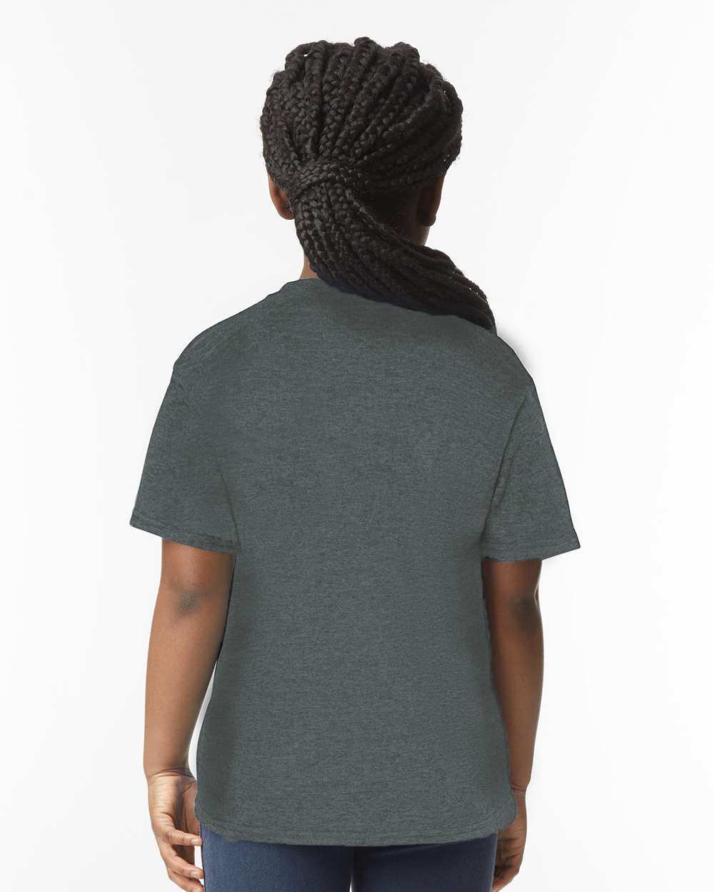 Gildan 64000B Youth Softstyle® T-Shirt - Dark Heather - On Model Back