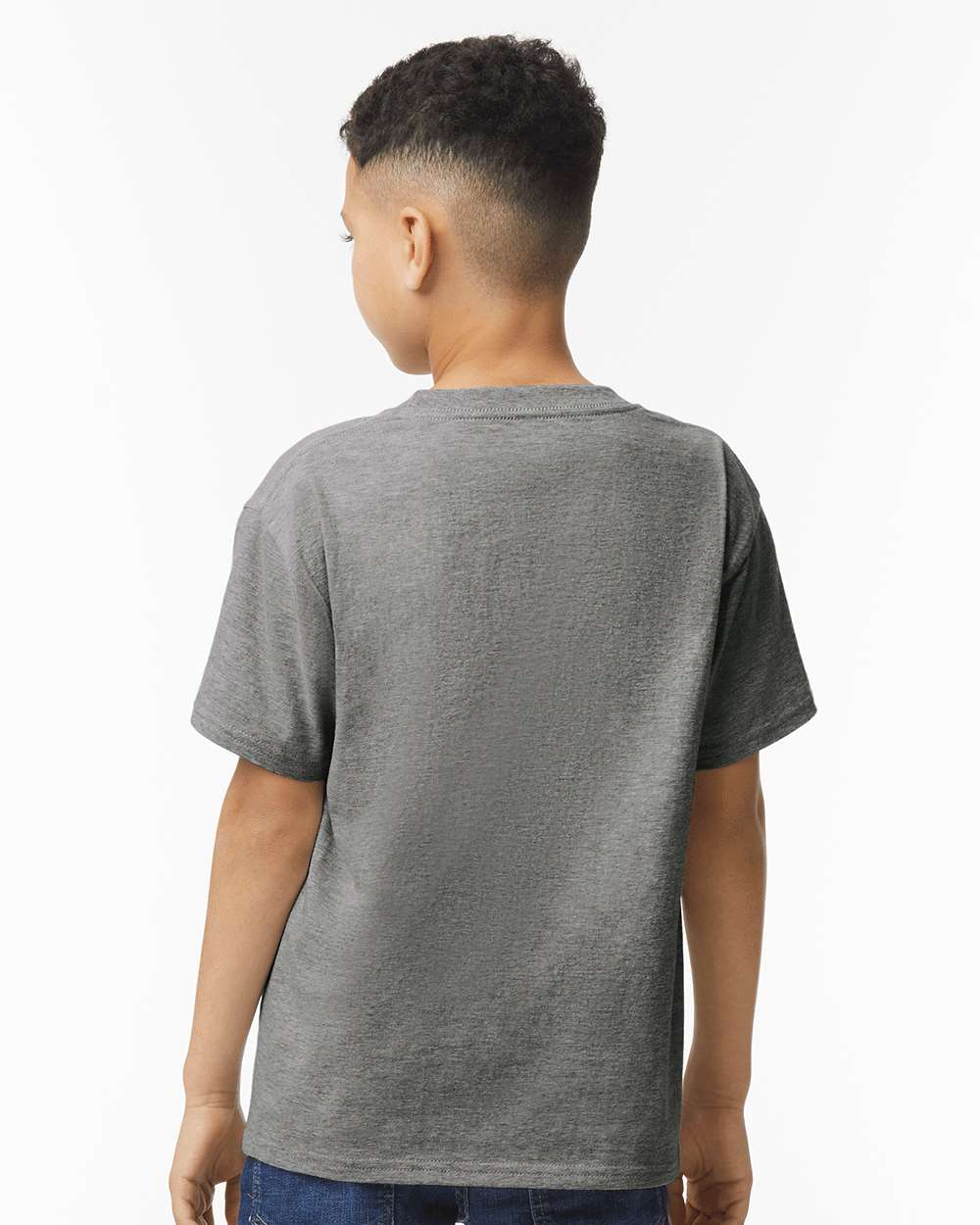 Gildan 64000B Youth Softstyle® T-Shirt - Graphite Heather - On Model Back
