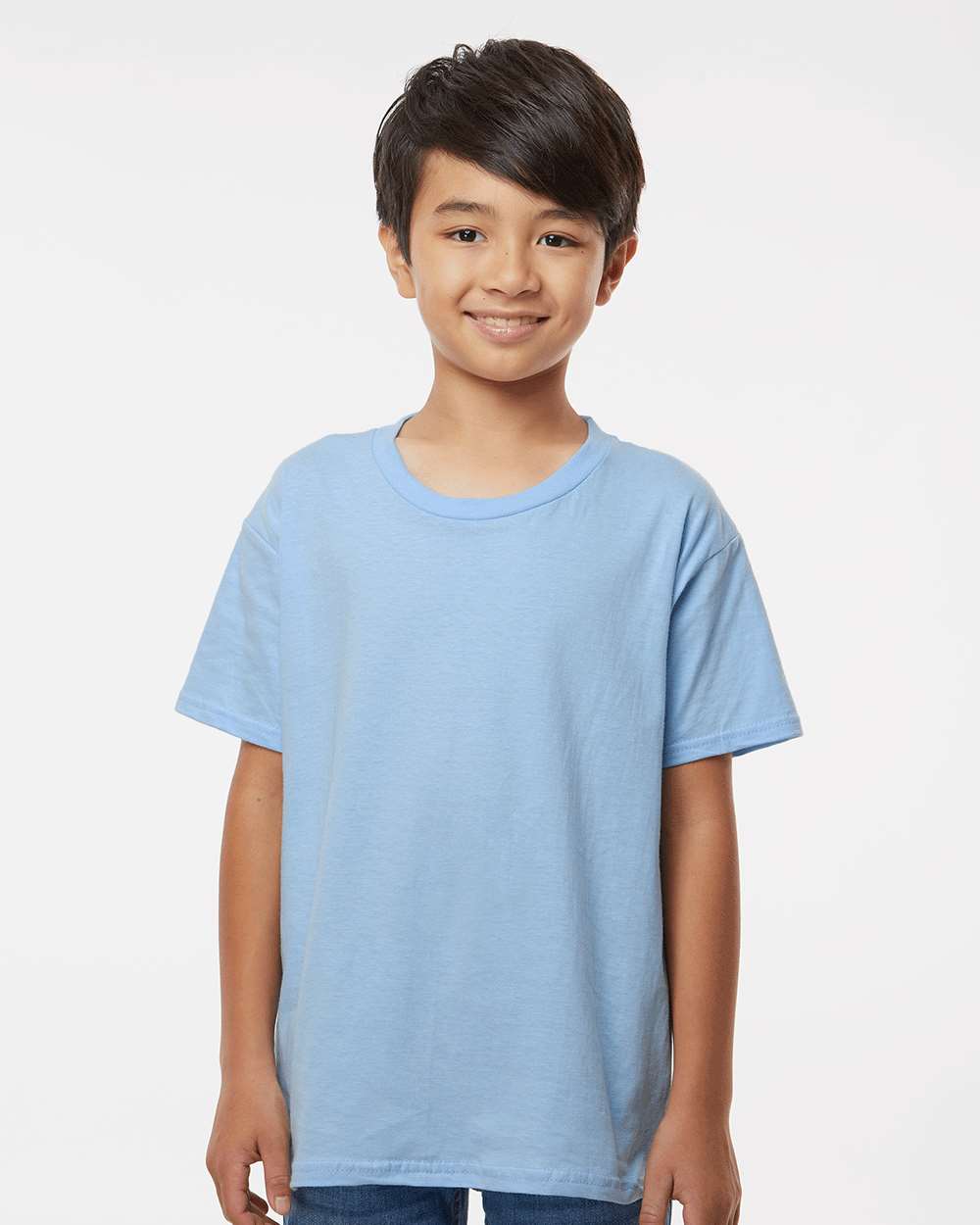 Gildan 64000B Youth Softstyle® T-Shirt - Light Blue - On Model Front