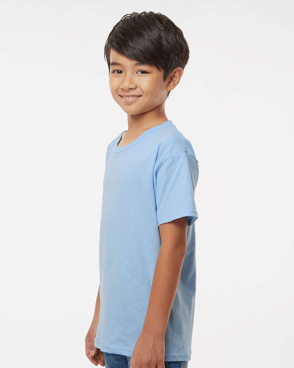 Gildan 64000B Youth Softstyle® T-Shirt - Light Blue - On Model Side