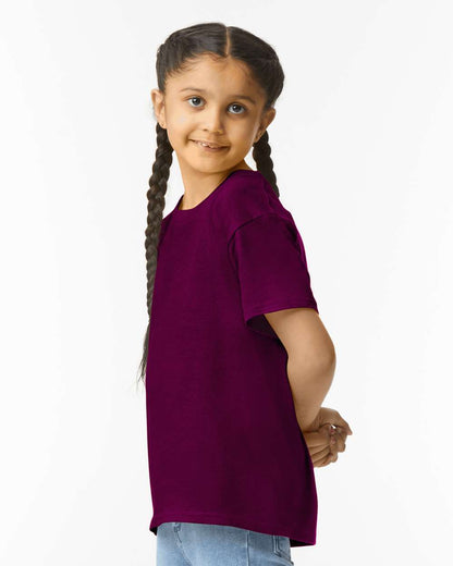 Gildan 64000B Youth Softstyle® T-Shirt - Maroon - On Model Side