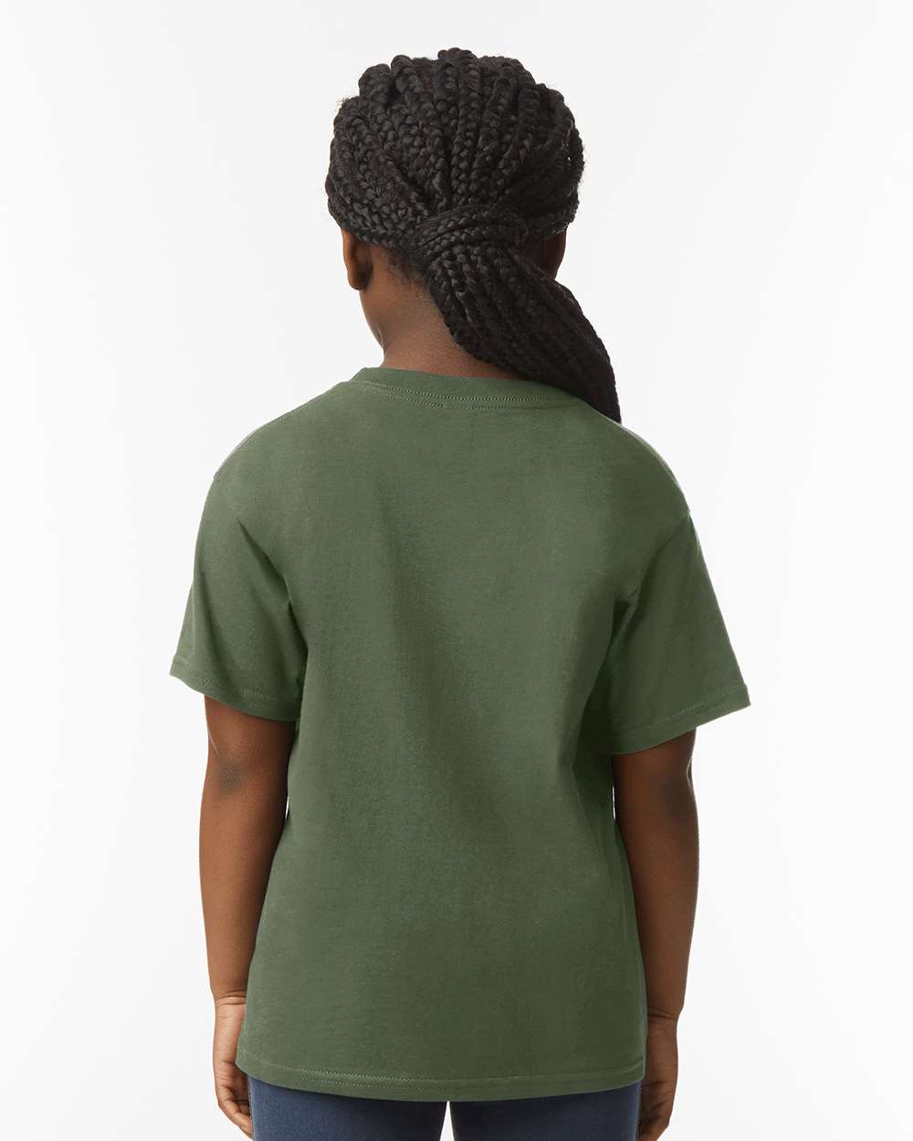 Gildan 64000B Youth Softstyle® T-Shirt - Military Green - On Model Back