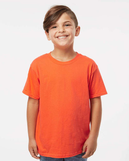 Gildan 64000B Youth Softstyle® T-Shirt - Orange - On Model Front