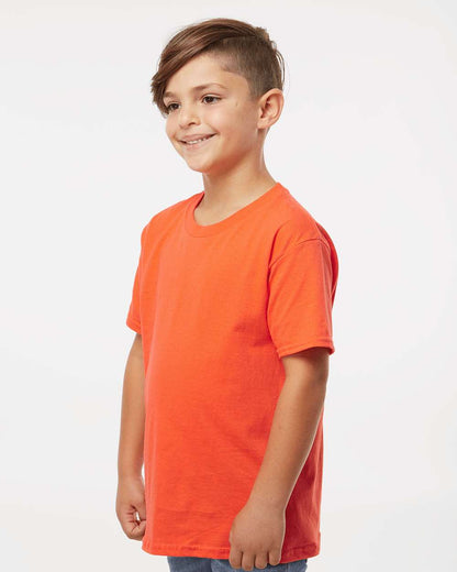 Gildan 64000B Youth Softstyle® T-Shirt - Orange - On Model Side