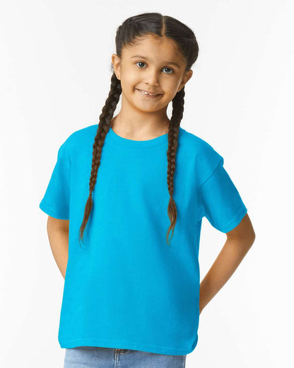 Gildan 64000B Youth Softstyle® T-Shirt - Sapphire - On Model Front