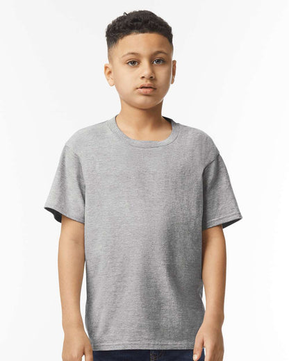 Gildan 64000B Youth Softstyle® T-Shirt - Sport Grey - On Model Front