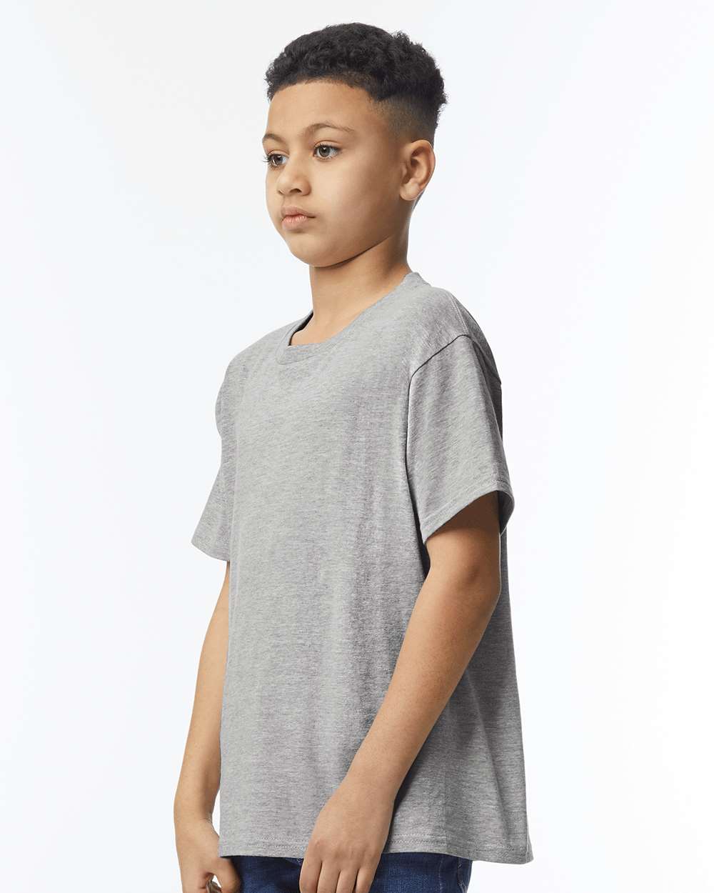 Gildan 64000B Youth Softstyle® T-Shirt - Sport Grey - On Model Side