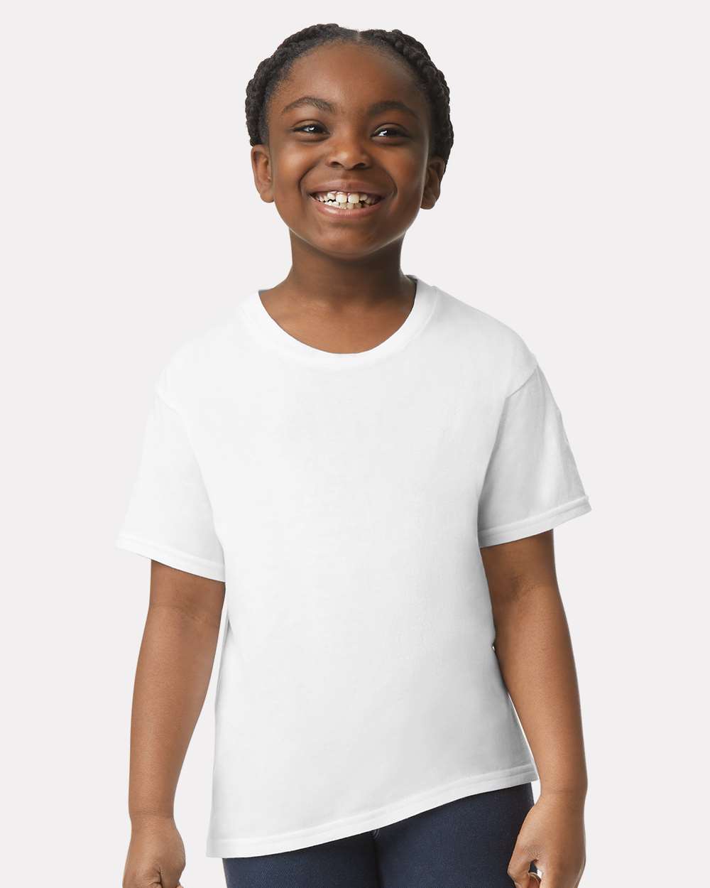 Gildan 64000B Youth Softstyle® T-Shirt - White - On Model Front