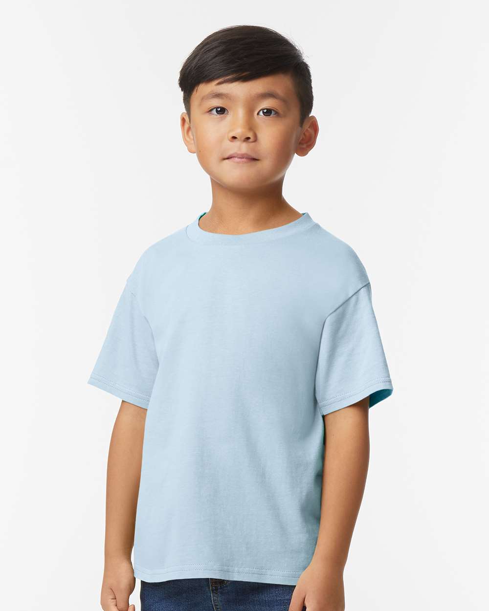 Gildan 65000B Youth Softstyle® Midweight T-Shirt - Light Blue - On Model Front