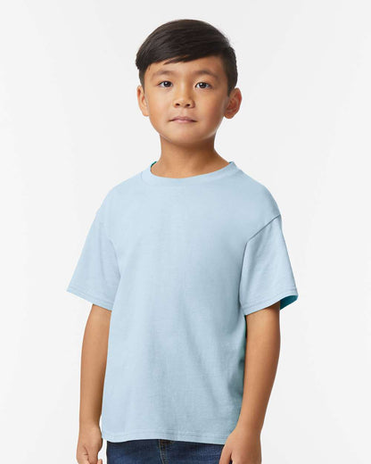Gildan 65000B Youth Softstyle® Midweight T-Shirt - Light Blue - On Model Front