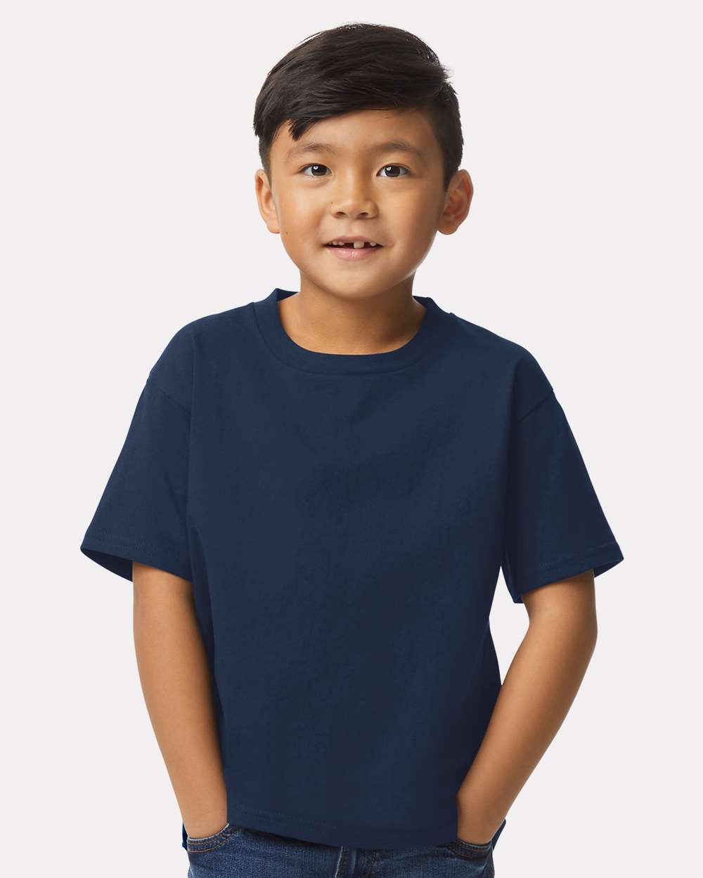 Gildan 65000B Youth Softstyle® Midweight T-Shirt - Navy - On Model Front