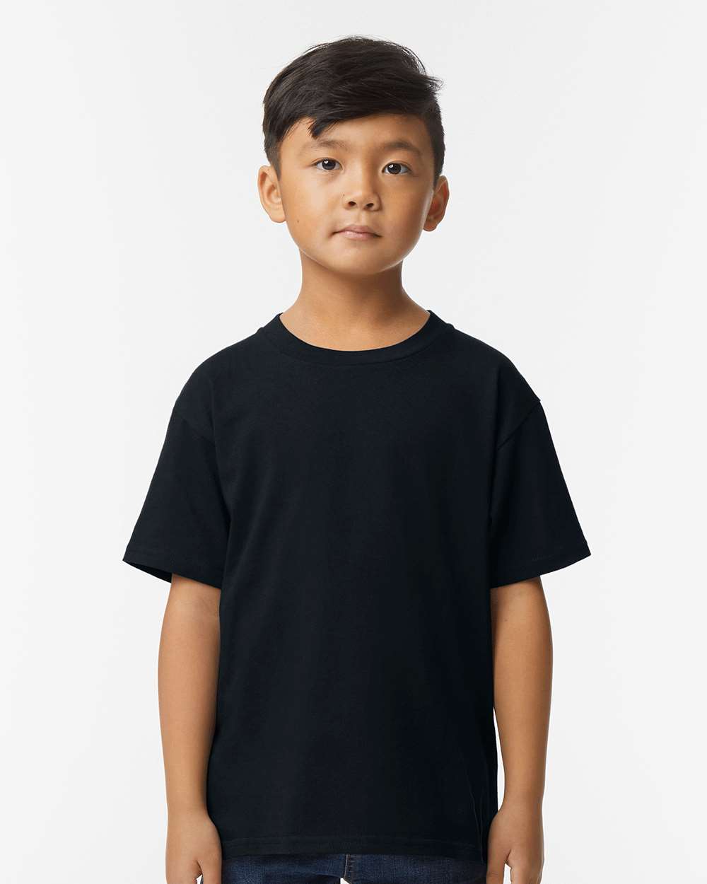 Gildan 65000B Youth Softstyle® Midweight T-Shirt - Pitch Black - On Model Front