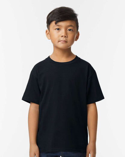 Gildan 65000B Youth Softstyle® Midweight T-Shirt - Pitch Black - On Model Front