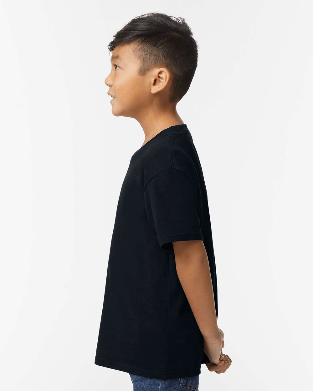 Gildan 65000B Youth Softstyle® Midweight T-Shirt - Pitch Black - On Model Side