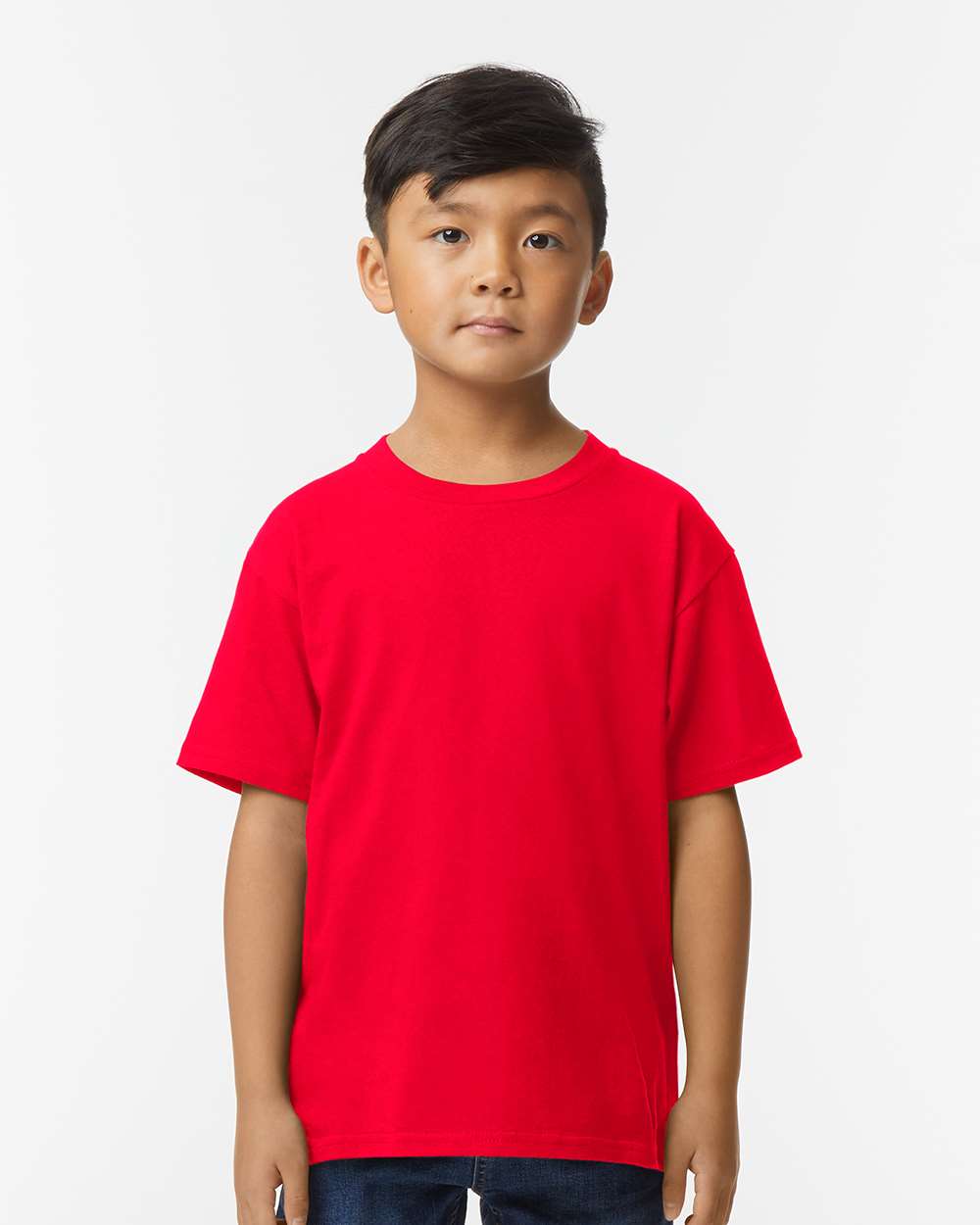 Gildan 65000B Youth Softstyle® Midweight T-Shirt - Red - On Model Front