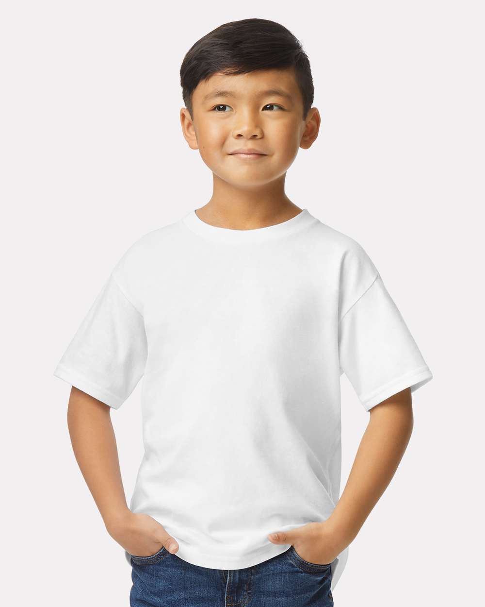 Gildan 65000B Youth Softstyle® Midweight T-Shirt - White - On Model Front