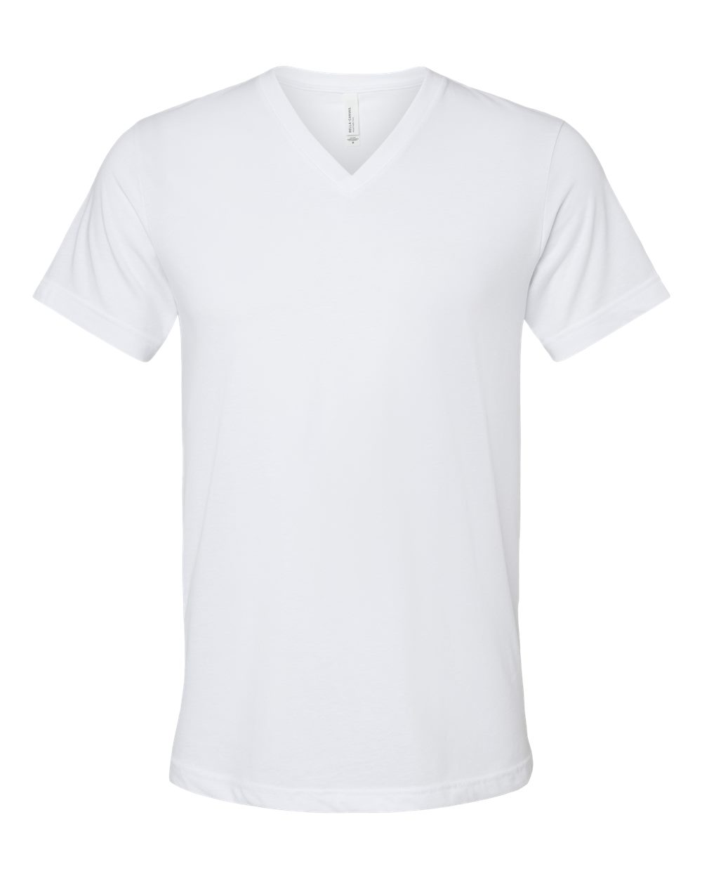 BELLA + CANVAS 3005CVC Unisex Heather CVC V-Neck Tee - Solid White Blend - Front View