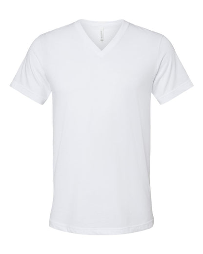 BELLA + CANVAS 3005CVC Unisex Heather CVC V-Neck Tee - Solid White Blend - Front View