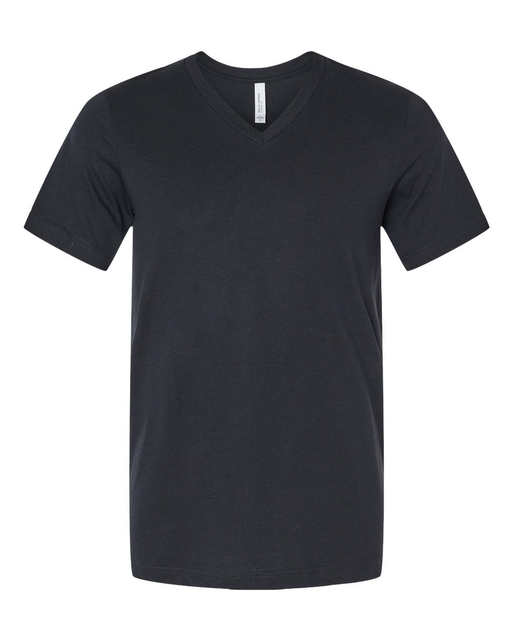 BELLA + CANVAS 3005CVC Unisex Heather CVC V-Neck Tee - Solid Black Blend - Front View