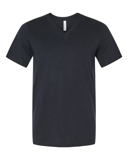 BELLA + CANVAS 3005CVC Unisex Heather CVC V-Neck Tee - Solid Black Blend - Front View