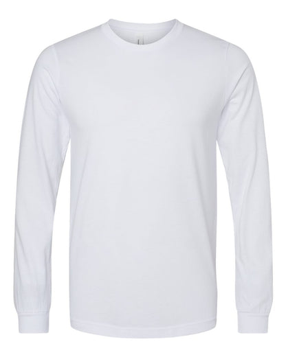 BELLA + CANVAS 3501CVC Heather CVC Long Sleeve Tee - Solid White Blend - Front View
