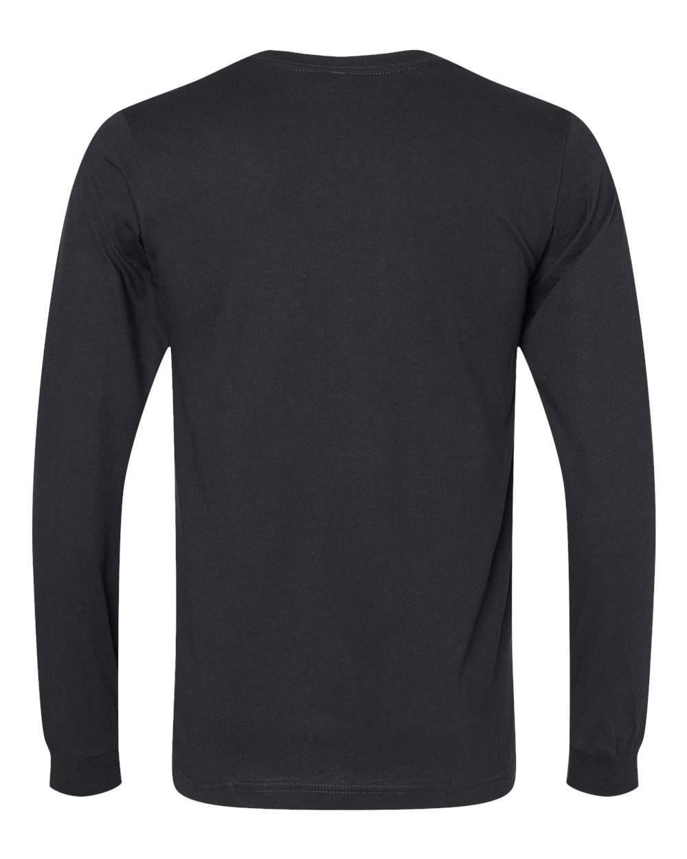 BELLA + CANVAS 3501CVC Heather CVC Long Sleeve Tee - Solid Black Blend - Back View