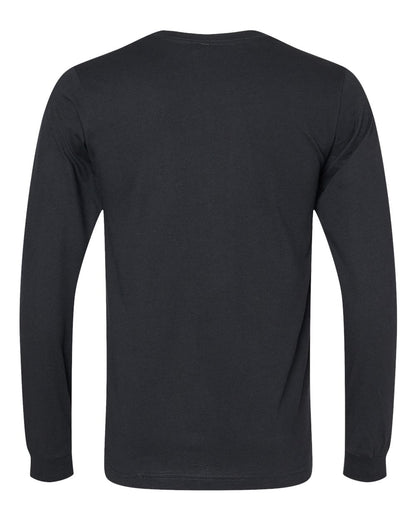 BELLA + CANVAS 3501CVC Heather CVC Long Sleeve Tee - Solid Black Blend - Back View