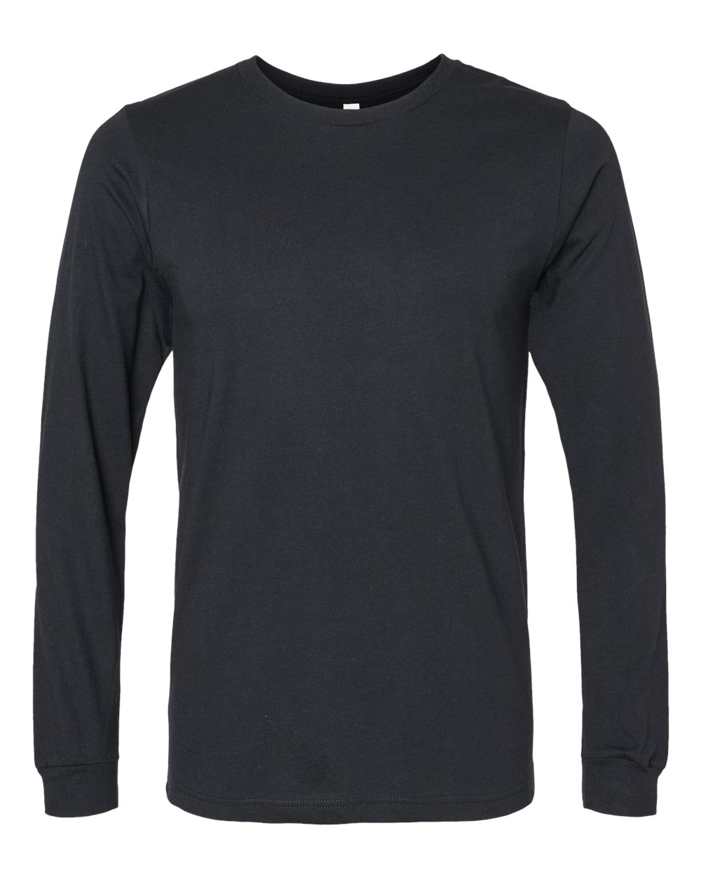 BELLA + CANVAS 3501CVC Heather CVC Long Sleeve Tee - Solid Black Blend - Front View