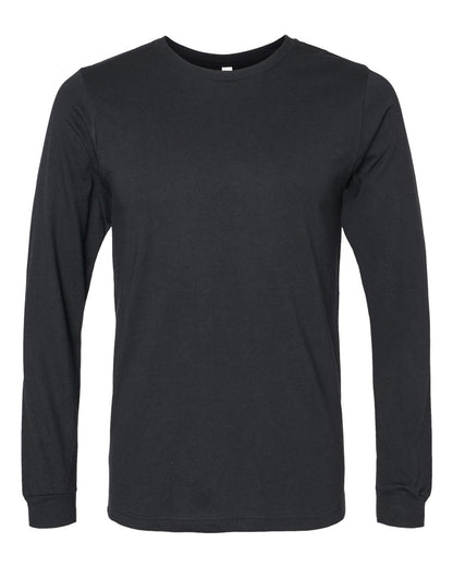 BELLA + CANVAS 3501CVC Heather CVC Long Sleeve Tee - Solid Black Blend - Front View