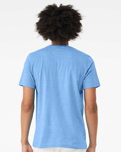 BELLA + CANVAS 3001CVC CVC Jersey Tee - Heather Carolina Blue - On Model Back