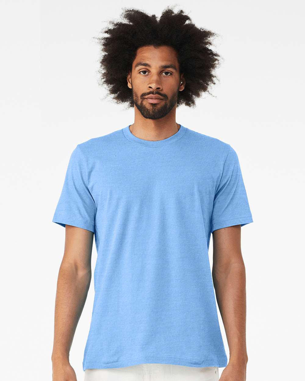 BELLA + CANVAS 3001CVC CVC Jersey Tee - Heather Carolina Blue - On Model Front