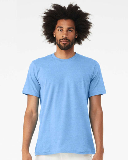 BELLA + CANVAS 3001CVC CVC Jersey Tee - Heather Carolina Blue - On Model Front