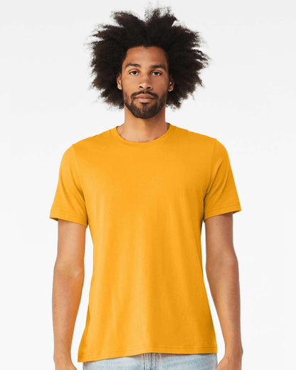 BELLA + CANVAS 3001CVC CVC Jersey Tee - Heather Gold - On Model Front
