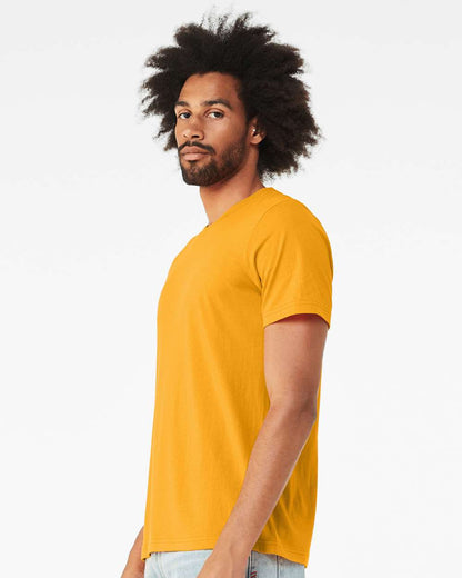 BELLA + CANVAS 3001CVC CVC Jersey Tee - Heather Gold - On Model Side