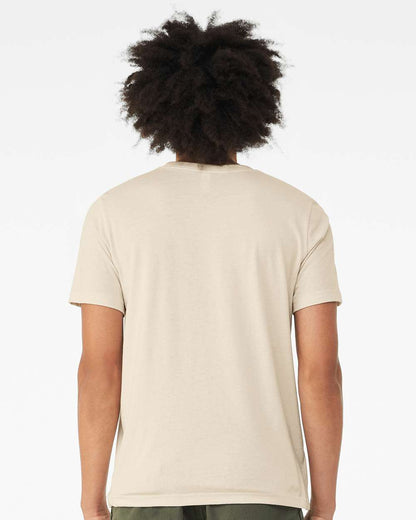 BELLA + CANVAS 3001CVC CVC Jersey Tee - Heather Oatmeal - On Model Back