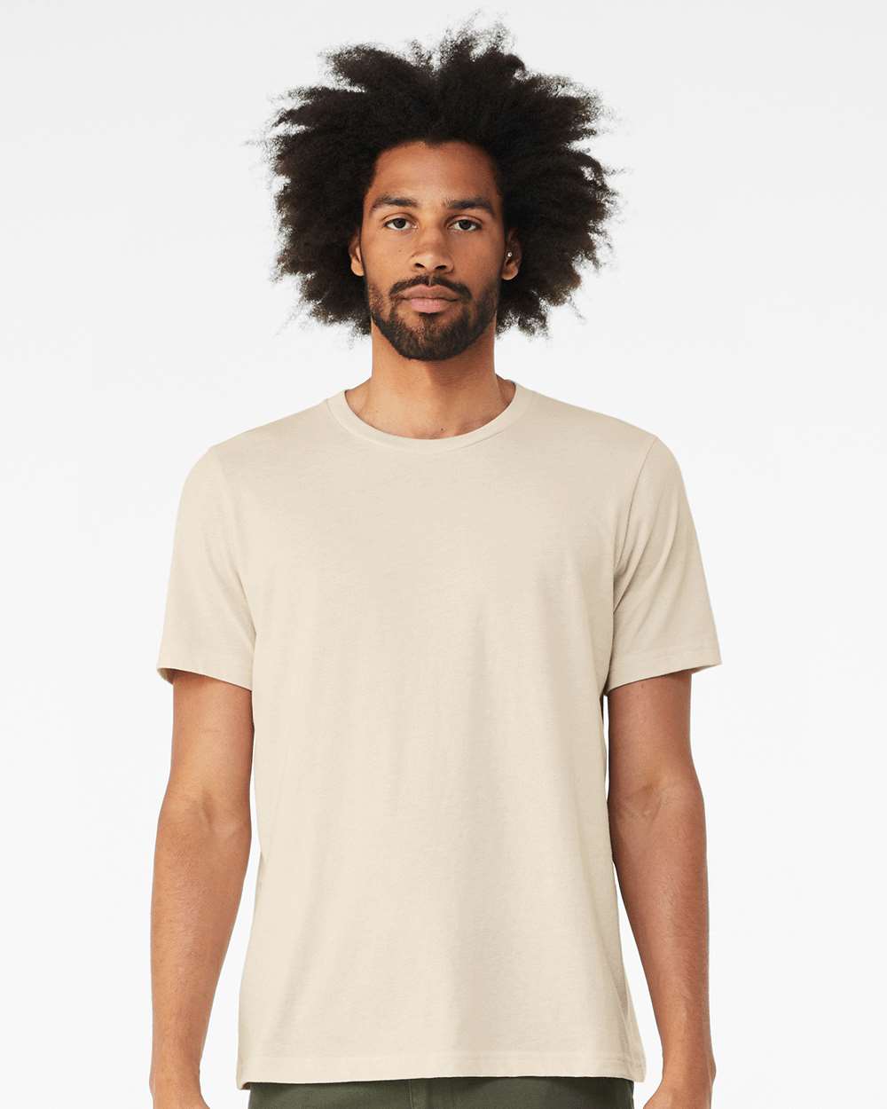 BELLA + CANVAS 3001CVC CVC Jersey Tee - Heather Oatmeal - On Model Front
