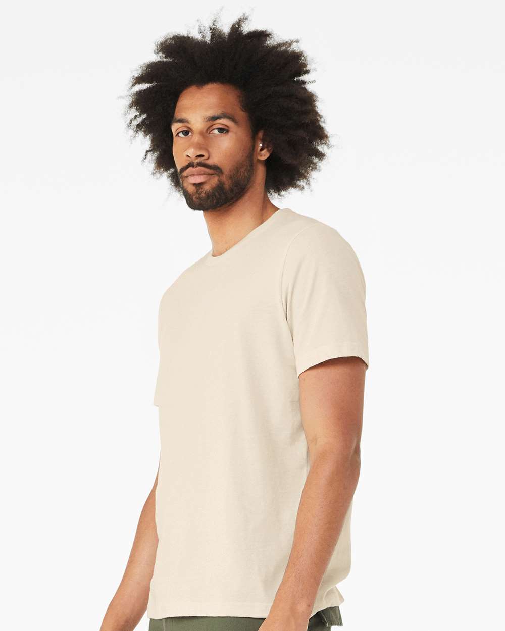 BELLA + CANVAS 3001CVC CVC Jersey Tee - Heather Oatmeal - On Model Side