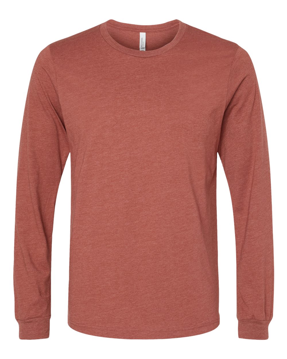 BELLA + CANVAS 3501CVC Heather CVC Long Sleeve Tee - Heather Clay - Front View