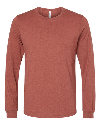 BELLA + CANVAS 3501CVC Heather CVC Long Sleeve Tee - Heather Clay - Front View