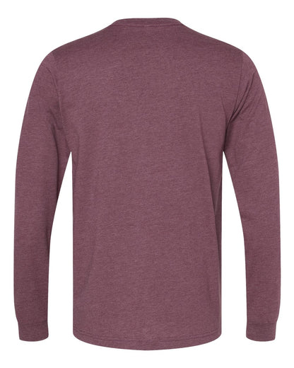 BELLA + CANVAS 3501CVC Heather CVC Long Sleeve Tee - Heather Maroon - Back View