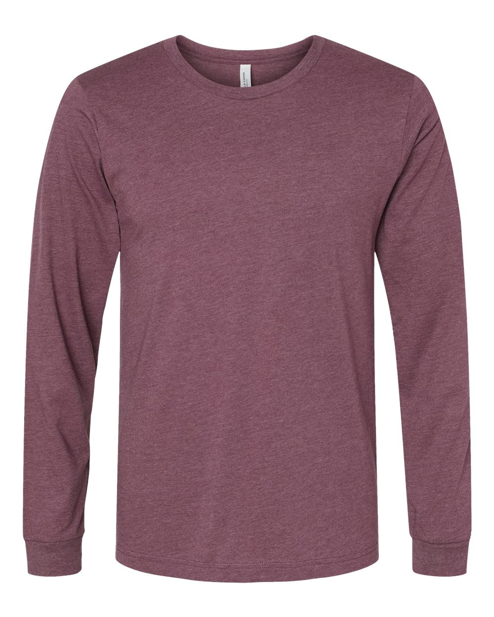 BELLA + CANVAS 3501CVC Heather CVC Long Sleeve Tee - Heather Maroon - Front View